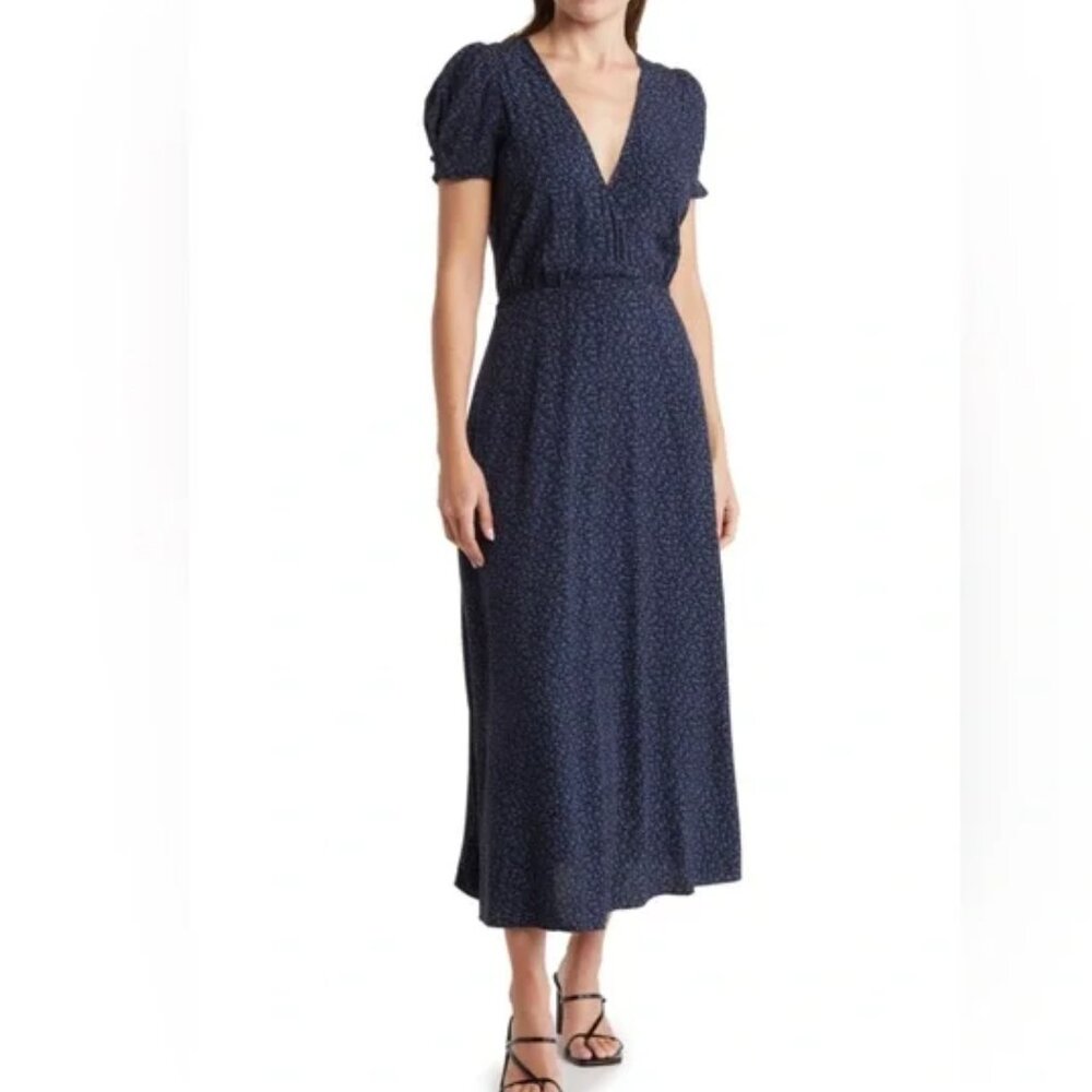 Madwell Short Sleeve V-neck Faux Wrap Midi Dress
